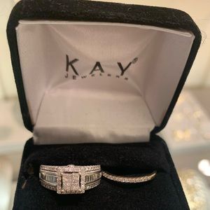 1CT Diamond Engagement Ring 14K Diamond Wedding Band 10K Excellent Condition!!